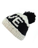 NYfashion101 Two Tone Handmade Love Knitted Short Pom Pom Beanie Hat
