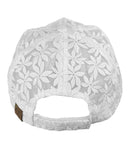 C.C Women's Floral Lace Panel Vented Adjustable Precurved Baseball Cap Hat