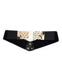 Women's Wide Gold-Tone Dual Link Chain Elastic Stretch Waist Belt