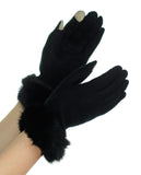 NYfashion101 Exclusive Women's Faux Fur Trim Touchscreen Compatible Winter Gloves
