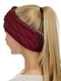 C.C Soft Stretch Winter Warm Cable Knit Fuzzy Lined Ear Warmer Headband