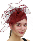 NYFASHION101 Cocktail Formal Party Face Veil Floral Mesh Fascinator Headband