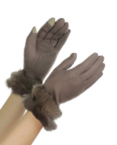 NYfashion101 Exclusive Women's Faux Fur Trim Touchscreen Compatible Winter Gloves