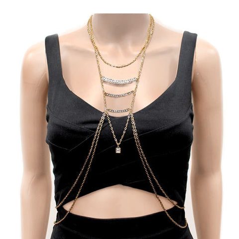 Women's Gold-Tone Necklace Multi Strand Bikini Beach Body Chain