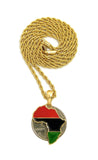 Pan Africa Continent Micro Pendant with 2mm 24" Rope Chain Necklace, Gold-Tone