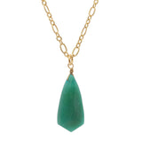 Women's Smooth Briolette Stone Dangle Pendant with 17" Link Chain Necklace