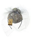 NYFASHION101 Cocktail Teardrop Sinamay Fascinator Hat w/ Fish Net & Rhinestones