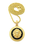 Lion Head Medallion Pendant w/ Chain Necklace