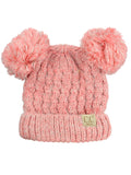 C.C Kids' Children's Cable Knit Double Ear Pom Cuffed Beanie Cap Hat