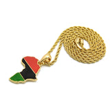 Pan Africa Continent Micro Pendant with 2mm 24" Rope Chain Necklace, Gold-Tone