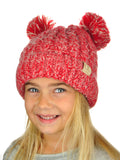 C.C Kids' Children's Cable Knit Double Ear Pom Cuffed Beanie Cap Hat