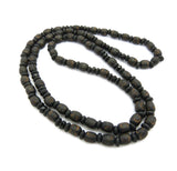 8mm 30" Wood Bead & Black Glass Bead Hip-Hop Necklace