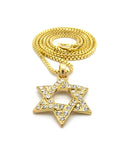 Stone Stud Star of David Micro Pendant with Chain Necklace