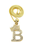 Tilted Crown on Initial B Pendant w/ 24" Chain Necklace