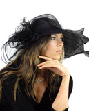 NYFASHION101 Kentucky Derby Enlarged Sheer Floral Accent Sinamay Dress Hat