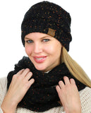 C.C Soft Stretch Colorful Confetti Cable Knit Beanie and Infinity Loop Scarf Set