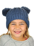 C.C Kids' Children's Cable Knit Double Ear Pom Cuffed Beanie Cap Hat