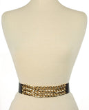 Women's Triple Row Gold-Tone Chain Link Chain Elastic Stretch Waist Belt