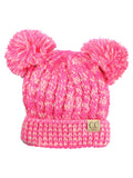C.C Kids' Children's Cable Knit Double Ear Pom Cuffed Beanie Cap Hat