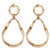Women's Teardrop Hammered Metal Dangle Pierced Earrings