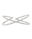 Women's Single Row Rhinestone Criss Cross Cuff Bracelet in Silver-Tone