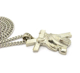 Rugged Cross Jesus Falling on His Way to Calvary Pendant w/6mm 36" Cuban Chain Necklace