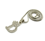 Unisex Stone Stud Tilted Crown Letter Initial Micro Pendant 2mm Box Chain Necklace, 20", D,