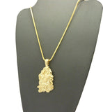 Gold-Tone Polished Chunky Nugget Pendant w/ 2mm 24" Snake Chain Necklace