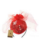 NYFASHION101 Cocktail Teardrop Sinamay Fascinator Hat w/ Fish Net & Rhinestones