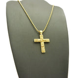 Gold-Tone Polished Nugget Cross Micro Pendant w/ Chain Necklace