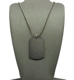 Plain Hematite-Tone Dog Tag Pendant 2mm 30" Box Chain Necklace