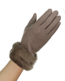 NYfashion101 Exclusive Women's Faux Fur Trim Touchscreen Compatible Winter Gloves