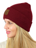 C.C Unisex Plain Cuff Skull Cap Winter Knit Beanie Hat