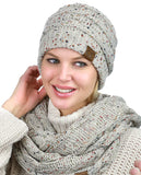 C.C Soft Stretch Colorful Confetti Cable Knit Beanie and Infinity Loop Scarf Set