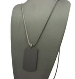 Plain Hematite-Tone Dog Tag Pendant 2mm 30" Box Chain Necklace