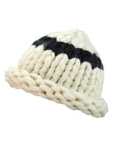 Two Tone Single Strip Handmade Big Loop Helsinski Hat Beanie