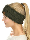 C.C Soft Stretch Winter Warm Cable Knit Fuzzy Lined Ear Warmer Headband
