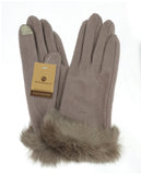 NYfashion101 Exclusive Women's Faux Fur Trim Touchscreen Compatible Winter Gloves