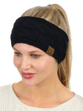 C.C Soft Stretch Winter Warm Cable Knit Fuzzy Lined Ear Warmer Headband