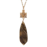 Women's Smooth Long Briolette Stone Dangle Pendant with 30" Link Chain Necklace
