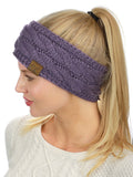 C.C Soft Stretch Winter Warm Cable Knit Fuzzy Lined Ear Warmer Headband