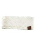 C.C Soft Stretch Winter Warm Cable Knit Fuzzy Lined Ear Warmer Headband