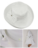 NYFASHION101 Women's Summer Packable Bow Accent Foldable Brim Beach Sun Hat