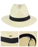 C.C Women's Raffia Straw Weaved Panama Sun Hat with Ribbon Trim