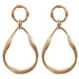 Women's Teardrop Hammered Metal Dangle Pierced Earrings