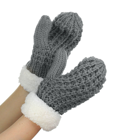 NYfashion101 Exclusive Thick Braided Cable Knit Winter Warm Cuff Mittens