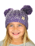C.C Kids' Children's Cable Knit Double Ear Pom Cuffed Beanie Cap Hat