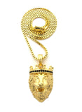 Stone Stud King Lion Pendant with Chain Necklace