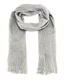 NYFASHION101 Fashionable Sparkly Glitter Thread Lightweight Tassel Scarf, Silver