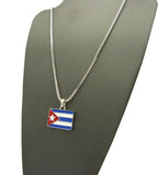 Flag of Cuba Micro Pendant with Chain Necklace